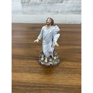 Jesus Christ Resurrection from The Dead Hand Painted Figurine Vintage 1985 Resin